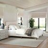 Martha Stewart Britta Queen Upholstered Platform Bed w/Rounded Headboard, Piped Detailing/Cushioned Sdrails, Beige TW-3WDB01B-Q-BG-MS